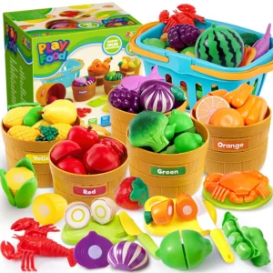 Kids Play Food Set – 60PCS Color Sorting Kitchen Toy
