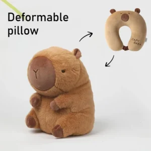 Capybara Neck Pillow – 2-in-1 Plush Travel & Cushion Support