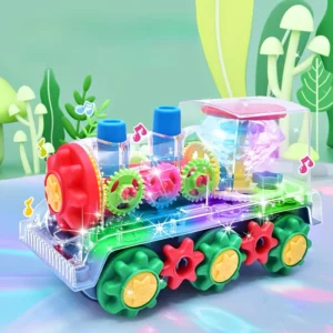 Electric Gear Train Toy – Transparent Moving Gears with Lights & Music