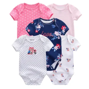 Baby Bodysuit Set – 5PCS Soft Cotton Cartoon Onesies