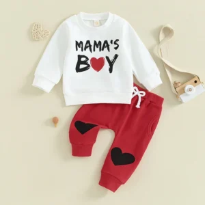 Toddler Valentine Outfit Set – Heart Sweatshirt & Pants