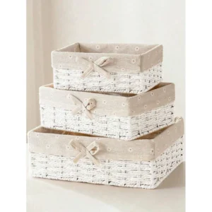 Woven Desktop Storage Basket, Multi-Functional Storage Box