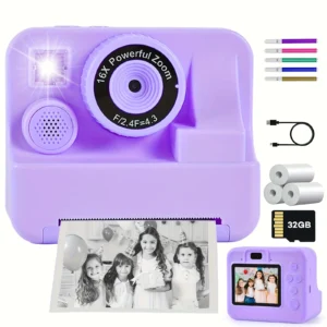 Instant Print Camera for Kids, 2.4-Inch Screen Instant Camera for Children, Portable Travel Camera Toy for Boys and Girls Ages 3